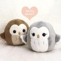 Plush sewing pattern PDF Owl plushie - easy kawaii stuffed animal cute - soft toy softie TeacupLion 