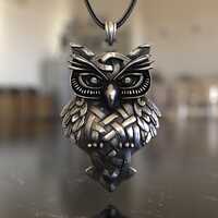 Unique Owl Totem Pendant Necklace, Celtic Knotwork Owl Charm in 925 Sterling Silver, Intricate Handm