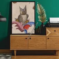 Medieval Owl Poster, Ancient Manuscript Funny Bird Marginalia Drawing, Weirdcore Aesthetic Room Unfr