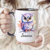 Custom Owl Mug, Personalized Gift Idea, Owl Lover Gift, Custom Name Mug