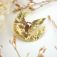 Sylvan Owl Enamel Pin | Woodland Hollow Collection | Unique Fantasy Surreal Forest Bird Art Pin