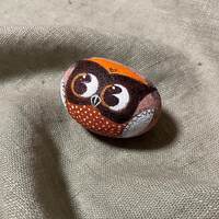 Hand Painted Stone, Painted Rock Bird, Cute Owl, Pebble Owl, Decor Paint Owl, Owl Lovers Gift, Cute 