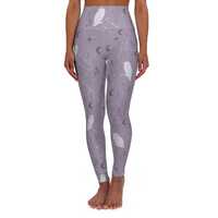 Celestial Owl Moon Stars Purple Leggings, High Waisted Yoga Pants, Cosmic Fantasy Gym Pants, Constel