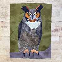 Great Horned Owl FPP--Woodland and Riverside Animals Series--Paper Piecing Quilt Block Pattern