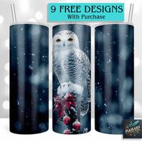 Winter Christmas Owl 20 oz Skinny Tumbler Sublimation Design Digital Download PNG Instant DIGITAL ON