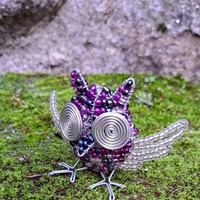 Beaded wire Owl sculpture | Home,garden decor.