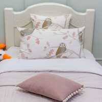 Owl-Themed Throw Pillow Set – Woodland Animal Decor with Autumn Leaves, Cozy Pink and Neutral 