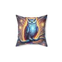 Cosmic Owl Spun Polyester Square Pillow, Mystical Galaxy Art Design