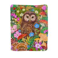 Owl in The Woods Floral and Mushroom Lux Fleece Printed Blanket with Sherpa Backing - 50" x 60&