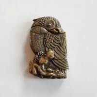 Brass Owl Vesta Match Safe Match Striker