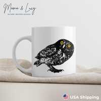 Owl Mug 11oz | bird mug, bird lover gift, garden birds, cottage core decor, bird watching, bird nerd