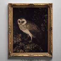 Vintage Brown Owl Painting | Bird Antique Print | Digital Download | P94