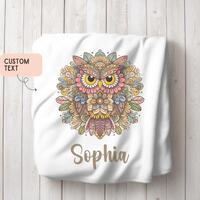 Personalized Owl Name Throw girl birthday gift cute owl gift for owl lover custom throw baby kids bl