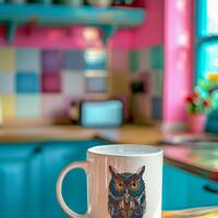 Stained Glass Owl Mug 11oz, Colorful Coffee Cup, Owl Lover Gift, Unique Tea Mug, Bird Enthusiast Pre