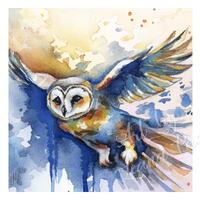 Owl Painting Print - Watercolor Bird Painting - Gift for bird lover - Owl Art - Wall Art - Desk Art 