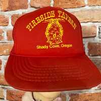 vtg Fireside Tavern Sady Cove Oregon Owl mesh trucker snapback 80s hat