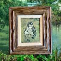 Vintage Owl Art-Mid Century-Richard Hinger-Nature Wildlife Birds-1970s-Screech