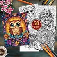 50 Baby Owl Mandala Coloring Pages | Grayscale Mandala Printable Art Therapy | Stress Relief Pattern