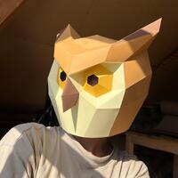 DIY Owl Mask: craft your own funny and playful Owl. After purchase download PDF low poly templates a