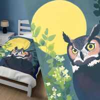 Great Horned Owl Moon Velveteen Plush Blanket - Cozy Throw for Home Decor, Gift for Nature Lovers, F