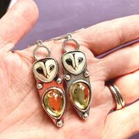 Beautiful Owl Earrings, ornate silver plated earrings