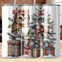 Owl Christmas Tumbler Wrap Digital Download, Holiday Tumbler Wrap PNG, Christmas Owl Tumbler Wrap De