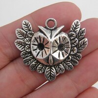 16 Owl pendants antique silver tone B309
