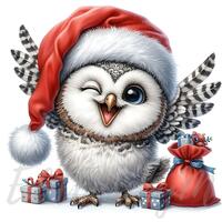 Quirky Christmas Owl | 10 High-Quality 300 DPI JPEGs Commercial Use Festive Snowy Cute Owl Clip Art 