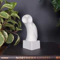 Royal Dux White Owl designed by Jaroslav Jezek, Mid Century Animal Porcelain Figurine, Circa 1950