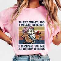 Funny Book & Wine Lover PNG | Owl Reading and Wine Design | Digital Download for Sublimation T-S