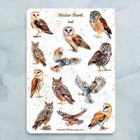 Owl Sticker Sheet - Set of 12 Stickers for Journal, Planner, Scrapbooking and more