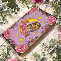 Handmade Owl and Rose Moon Journal, Coffee-Dyed Pages for Vintage Aesthetic, Witchy Romantasy Vibes,