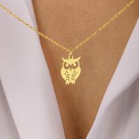 Owl Necklace • 14K Gold Plated • 925K Silver Necklace • Night Bird Pendant • Ani