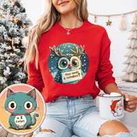 Hooo Needs a Reindeer? Owl Sweatshirt, Cozy Holiday Apparel, Perfect for Christmas Cheer, Cute Gift