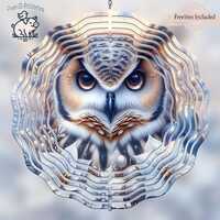 Owl Wind Spinner PNG, Winter Floral Sublimation Design, Christmas Sublimate Windspinner Template, Di