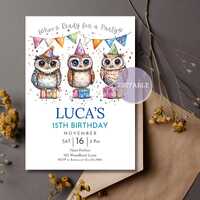 Owls Birthday Invitation Template - Printable Invitation - Mobile Invitation - Digital Download - Ed