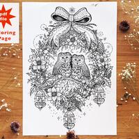 Snowy Owls digital coloring page: A digital A4 size pdf file, with one coloring page by Melpomeni Ch