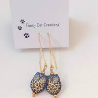 Czech Glass Owls Drop Earrings