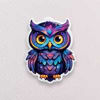 Animal Die-Cut Sticker / Galaxy Owl White Glossy Water-Resistant Sticker / Scrapbooking, Arts, craft