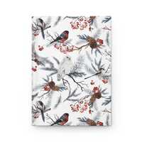 Hardcover Journal Matte, Birds, Owl, Nature, White, Notebook, Lined Pages, School Supplies, Gift, Wr