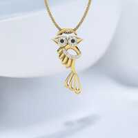 14k Solid Gold Dainty Owl Necklace , Owl Necklace for Her, Gold Owl Necklace with Diamonds, Owl Pend