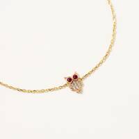 Owl Charm Bracelet for Women, Friendship Bracelet in 14K Solid Gold, Diamond Bracelet for Women, Gol