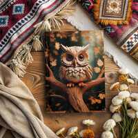 Origami style Owl Journal, Cute Animal Notebook, Wildlife Diary, Folded Design, Unique Gift for Natu