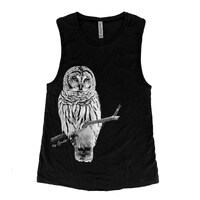 Owl Graphic Muscle Tank Top: Women's Summer Shirt