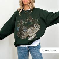 Vintage Owl Wilderness Sweatshirt, Owl Crewneck, National Park Aesthetic, Outdoor Lover Gift, Mounta