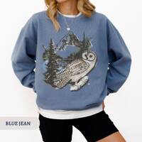 Wilderness Owl Vintage Wash Sweatshirt, Comfort Colors® Unisex Crewneck, Park Aesthetic, Outdoor