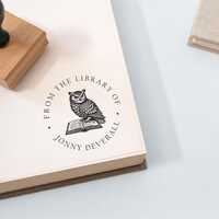 Custom Owl Book Stamp, Personalised Library Stamp for Book Lovers, Teachers, & Librarians, Ex Li