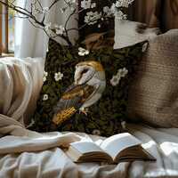 Regal Owl Pillow: Baroque Rococo Style, Living Room Decor