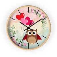 Adorable Owl Wall Clock, Cute Home Decor, Gift for Owl Lovers, Kids Room Art, Valentine's Day De