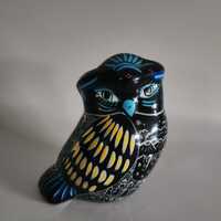 Vintage Mexican Folk Art Hand Painted Owl Figurine